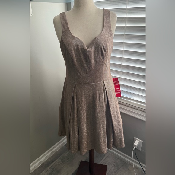 B Smart Rose Gold Fit Flare Mini Dress - Picture 2 of 6